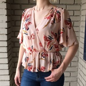 Joie bisma silk peplum v-neck blouse